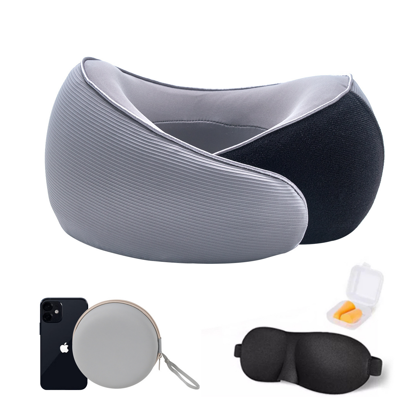 Memory Foam U-Shaped Neck Pillow with Storage Box – Slow Rebound Travel Pillow