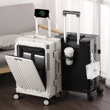 PackVoyage Smart Carry-On Luggage in white and black